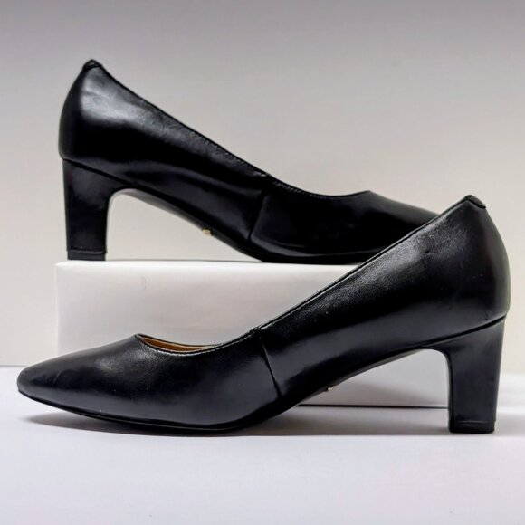 Vionic Madison Mia Leather Block Heel Pumps in Black - Picture 9 of 16